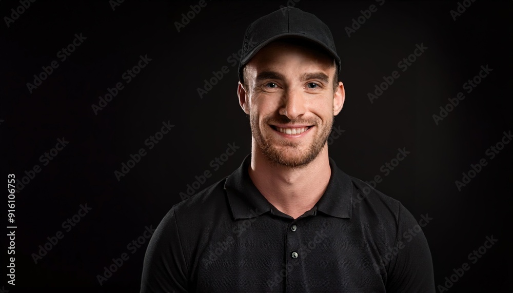 Professional Male Model in Black Apparel Smiling Professional Male Model in Black Apparel Smiling