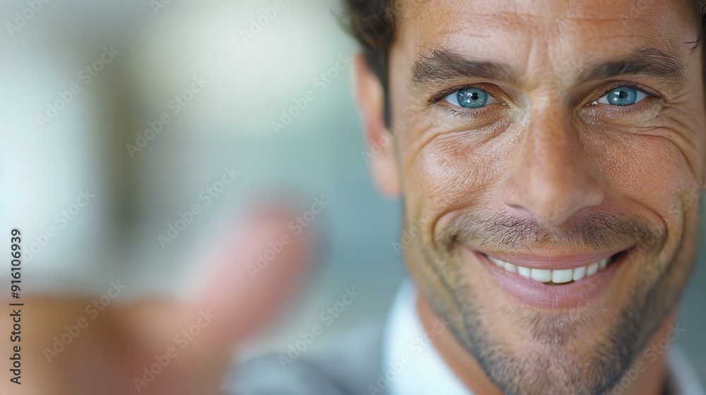 A close-up of a smiling man with blue eyes and a slight beard, in an indoor setting with a blurred background, exuding friendliness and approachability. A close-up of a smiling man with blue eyes and a slight beard, in an indoor setting with a blurred background, exuding friendliness and approachability.