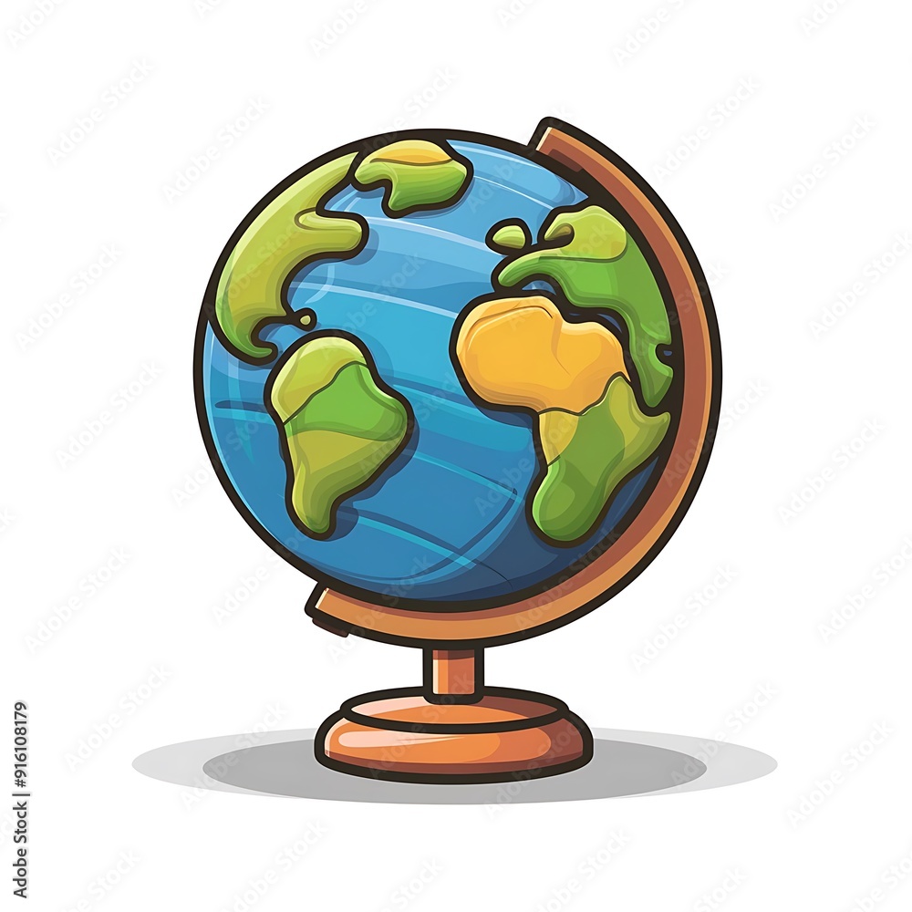 Create a vector realistic 3D globe icon on a white background.