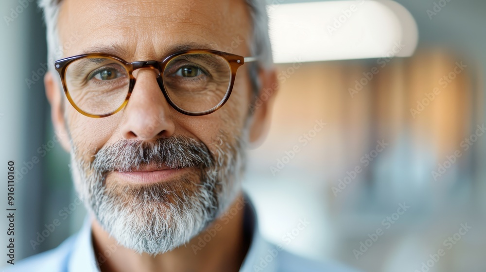 A mature man with glasses and a neatly trimmed grey beard is confidently gazing into the camera in a well-lit, professional indoor setting, exuding wisdom and experience. A mature man with glasses and a neatly trimmed grey beard is confidently gazing into the camera in a well-lit, professional indoor setting, exuding wisdom and experience.