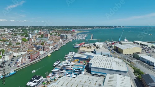 Harbour and Marina over Poole Quay from a drone, Poole, Dorset, England photo