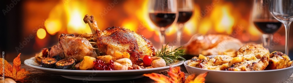 Autumn harvest meal, festive and delicious, cozy setting, inviting Autumn harvest meal, festive and delicious, cozy setting, inviting