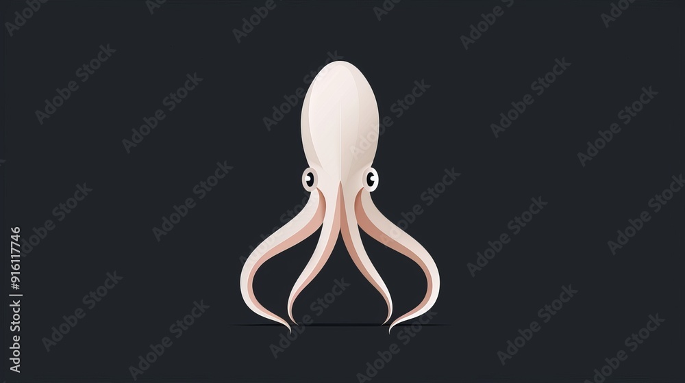 Minimalist deep-sea squid, 2D vector art, clean and basic design, plain background, emphasizing the essence of the squid with simple lines Minimalist deep-sea squid, 2D vector art, clean and basic design, plain background, emphasizing the essence of the squid with simple lines