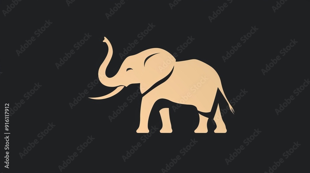 Simple 2D vector art of an elephant lifting its trunk, minimalist style, clean and basic design, uncomplicated and plain, perfect for commercial use Simple 2D vector art of an elephant lifting its trunk, minimalist style, clean and basic design, uncomplicated and plain, perfect for commercial use
