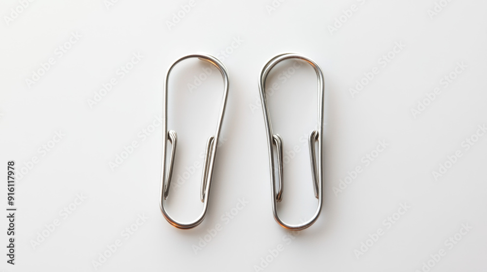 Two paper clips in the shape of twins, isolated on a white background. Two paper clips in the shape of twins, isolated on a white background.