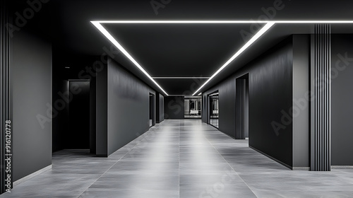 Modern hallway with sleek design and minimalist decor.
