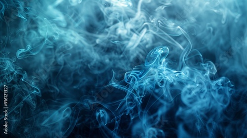 Abstract swirling blue smoke on a dark background