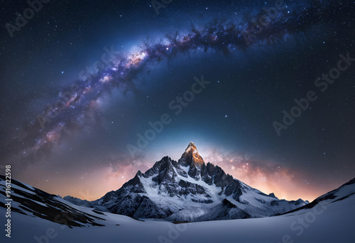 galaxy behide the mountains photo