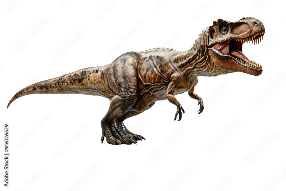 Naklejka premium Carcharodontosaurus depicted on a white background, highlighting its large size, detailed features, and unique design for a clear and detailed view