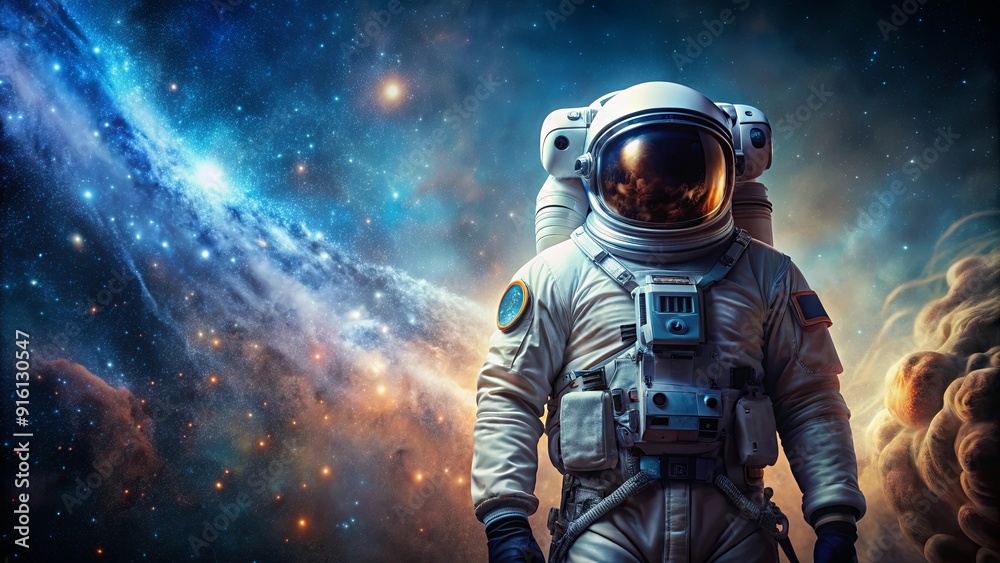 Astronaut in spacesuit against backdrop of stars and galaxies, astronaut, spacesuit, stars, galaxies Astronaut in spacesuit against backdrop of stars and galaxies, astronaut, spacesuit, stars, galaxies