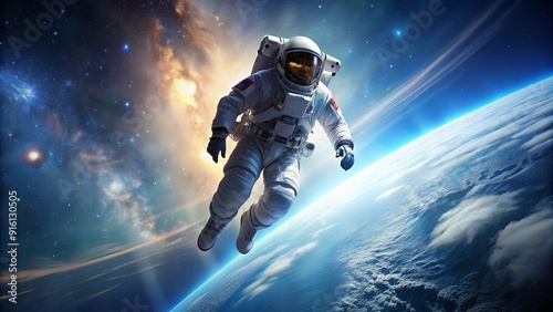 An astronaut floating in outer space , astronaut, space, astronaut suit, galaxy, cosmos, stars