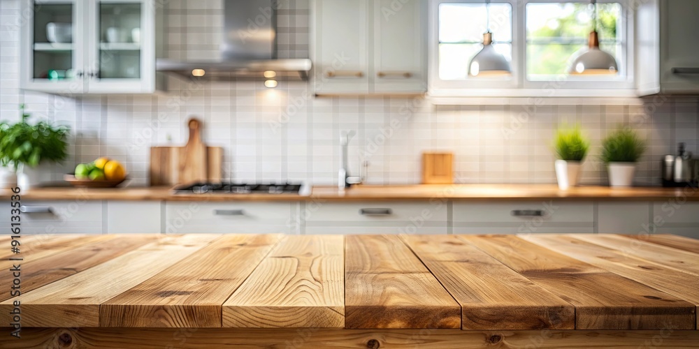Wood table top with blur kitchen background, empty wooden table , wooden, table, top, kitchen, background, empty