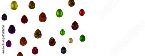 Border of easter eggs in different colors