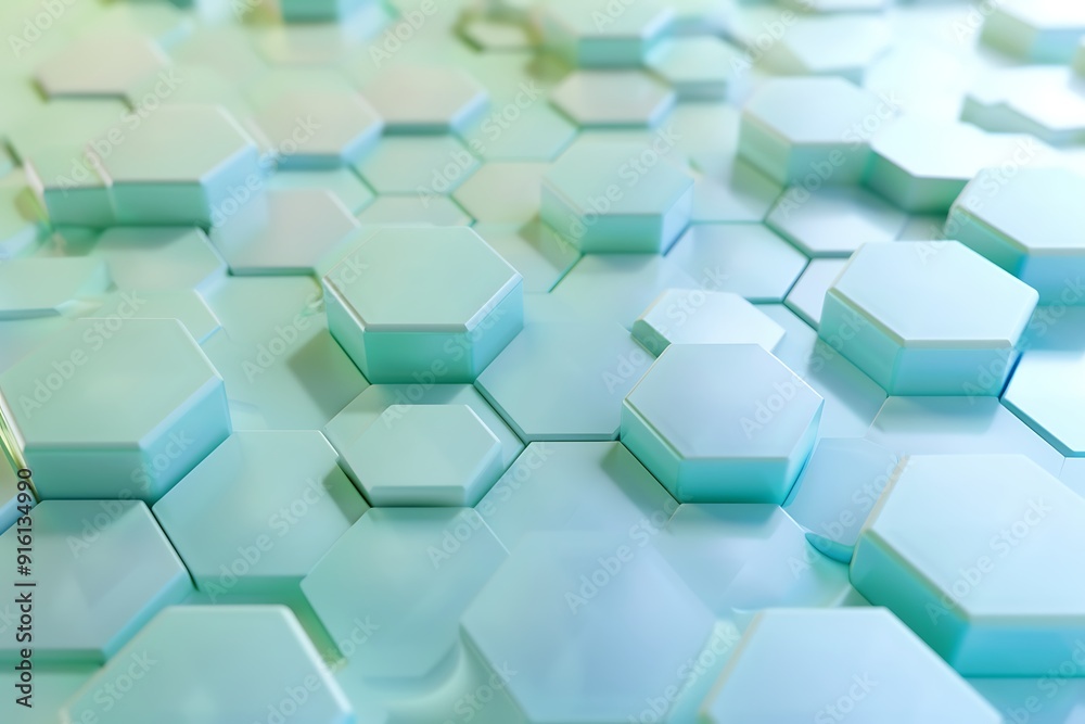 Subtle gradient transitions of soft blues and greens spread over hexagonal shapes, calming and serene. Subtle gradient transitions of soft blues and greens spread over hexagonal shapes, calming and serene.
