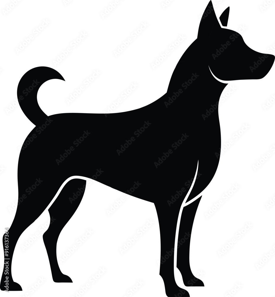 a black dog with a black tail and a white background a black dog with a black tail and a white background