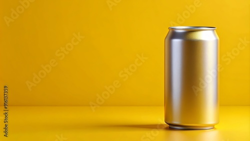 500ml aluminum soda can mockup on vibrant yellow background, aluminum, can, mockup, 500ml, soda, yellow, background, vibrant