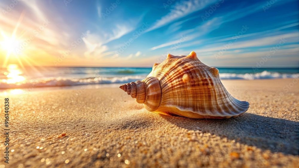 Close up of seashell on clean beach sand in summer sun, seashell, close up, texture, beach, sand, clean, summer, sun, nature Close up of seashell on clean beach sand in summer sun, seashell, close up, texture, beach, sand, clean, summer, sun, nature