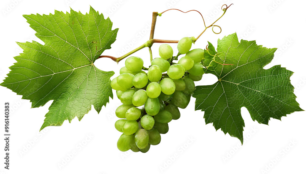 Elegant Grape Leaves on a Crisp White Background Elegant Grape Leaves on a Crisp White Background