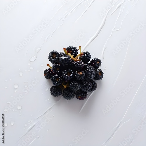 a small pile of fresh backberries on a white background photo