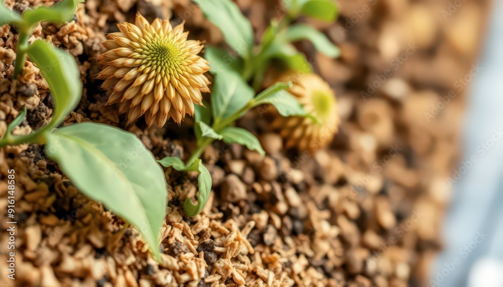 Closeup of a Flower Bud in Soil. Closeup of a Flower Bud in Soil.