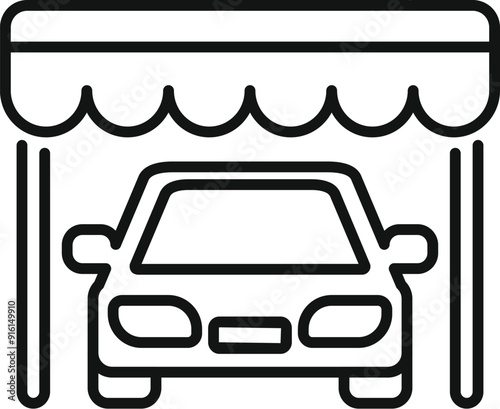 Car parking under awning icon, carport symbol, vehicle under protection, parking space, garage shelter, car protection, carport sign, covered parking, car storage, parking lot