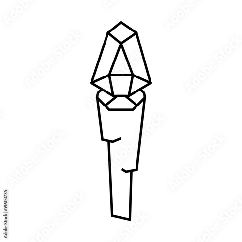 torch with magic stone line icon vector. torch with magic stone sign. isolated contour symbol black illustration