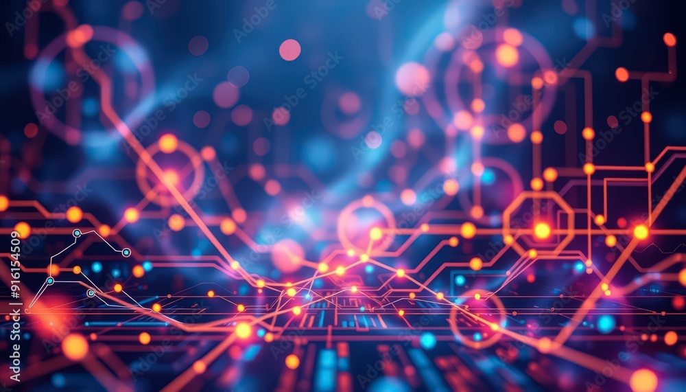 Fototapeta premium Abstract Technology Background with Circuit Board and Glowing Lights.