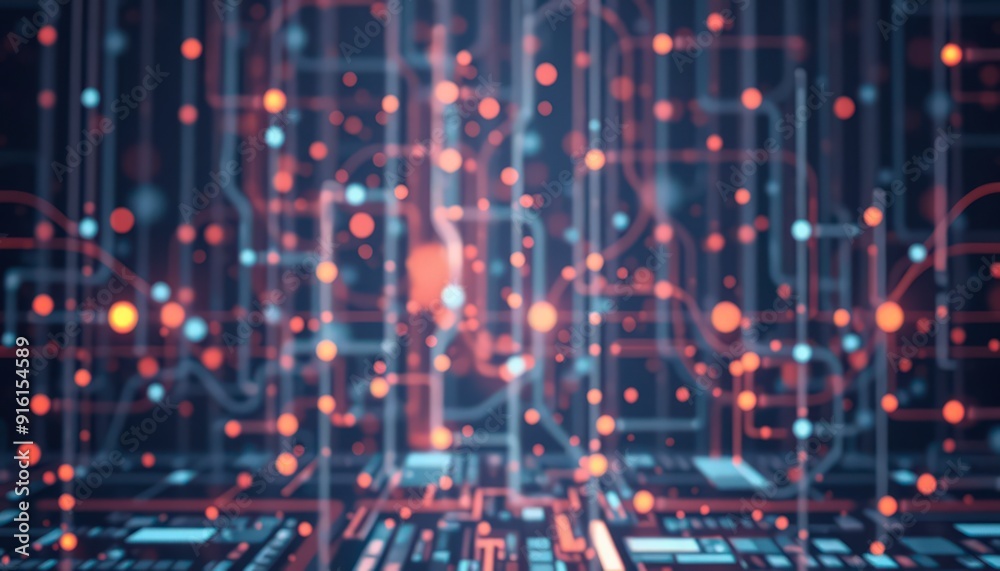 Abstract Technology Background with Glowing Lights and Lines. Abstract Technology Background with Glowing Lights and Lines.