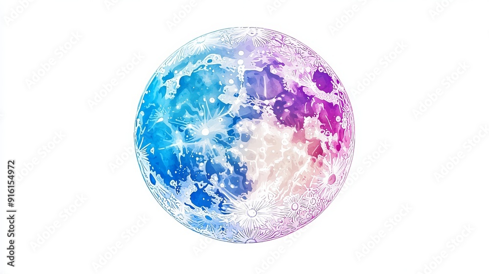 3D Watercolor Glowing Full Moon with Intricate Mandala Design - Download 3D Watercolor Glowing Full Moon with Intricate Mandala Design - Download