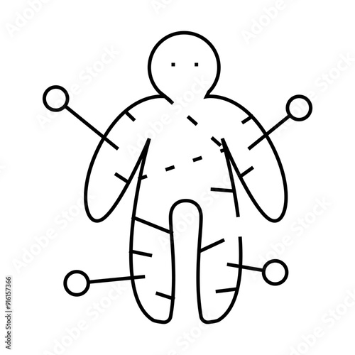 voodoo doll line icon vector. voodoo doll sign. isolated contour symbol black illustration