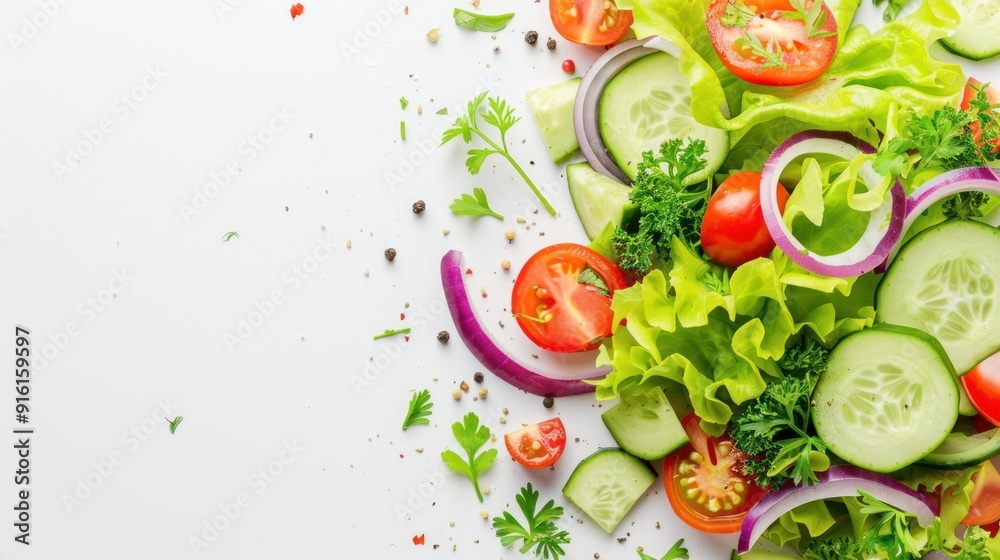 Fresh Salad with Tomatoes, Cucumbers, and Red Onion Fresh Salad with Tomatoes, Cucumbers, and Red Onion