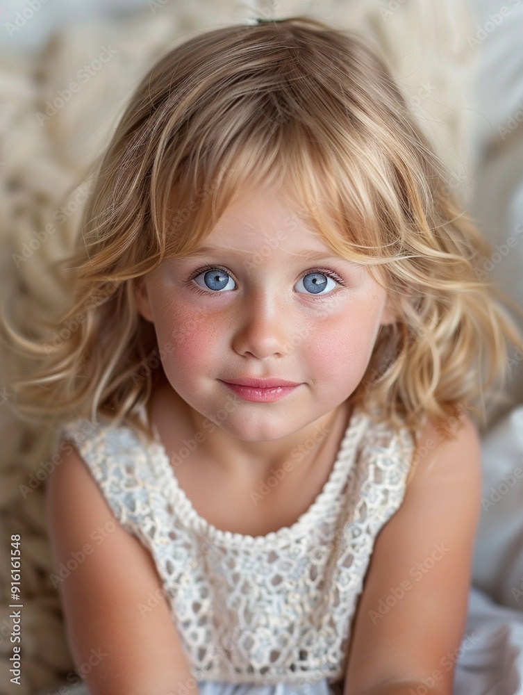 Charming Portrait of a Young Girl with Blue Eyes and Natural Beauty Charming Portrait of a Young Girl with Blue Eyes and Natural Beauty
