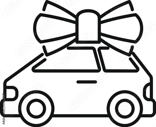 Car gift surprise is being given with a big bow on top