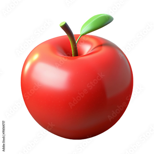 3D red apple isolated on transparent background. photo