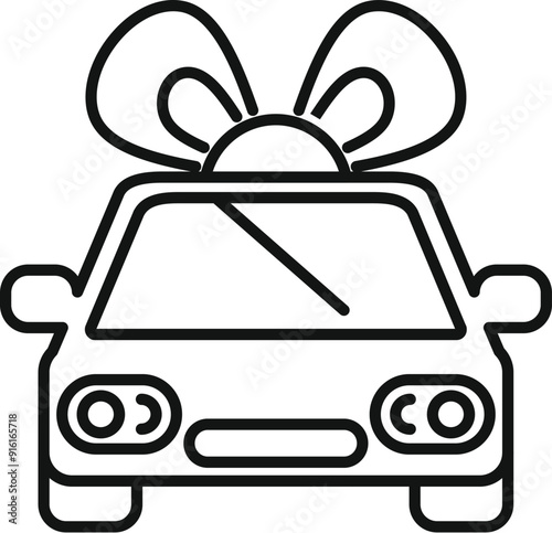 Car with a bow on top representing a gift or present