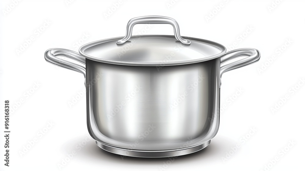 3D Watercolor Stainless Steel Pot with Bold Outlines - Realistic Render 3D Watercolor Stainless Steel Pot with Bold Outlines - Realistic Render