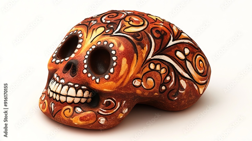 Fototapeta premium 3D Watercolor Pan de Muerto: A Traditional Mexican Bread