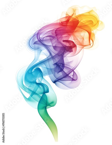 Colorful rainbow smoke vector illustration on a white background, with a simple and clean design in a professional quality, high resolution style. The illustration features vibrant colors in a colorfu