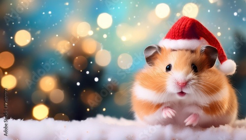 ハムスターとクリスマスとコピースペース（Hamster and Christmas and copy space） 