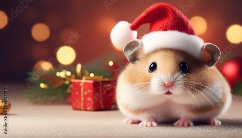 ハムスターとクリスマスとコピースペース（Hamster and Christmas and copy space） 