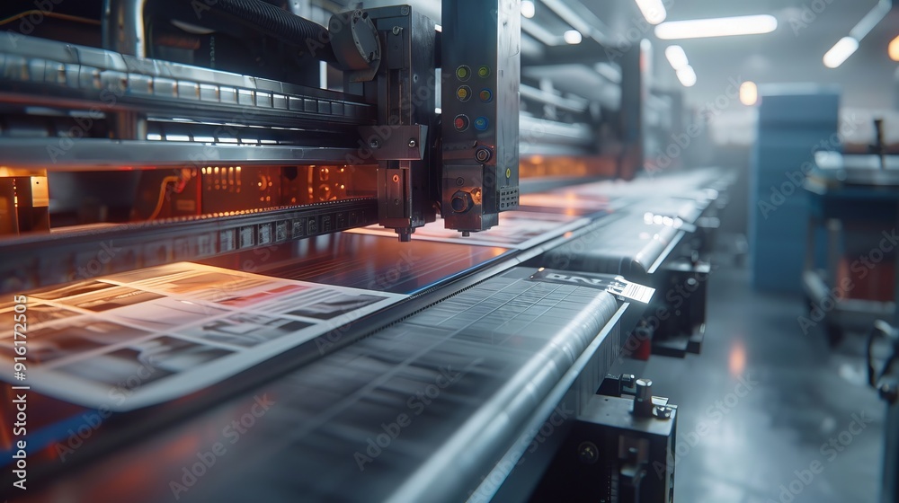 Industrial printing machine in operation with motion blur Industrial printing machine in operation with motion blur