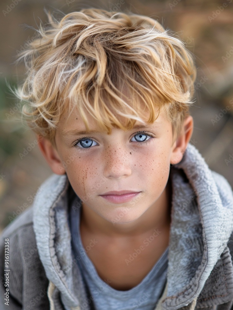 Captivating Portrait of a Young Boy with Freckles and Striking Blue Eyes Captivating Portrait of a Young Boy with Freckles and Striking Blue Eyes