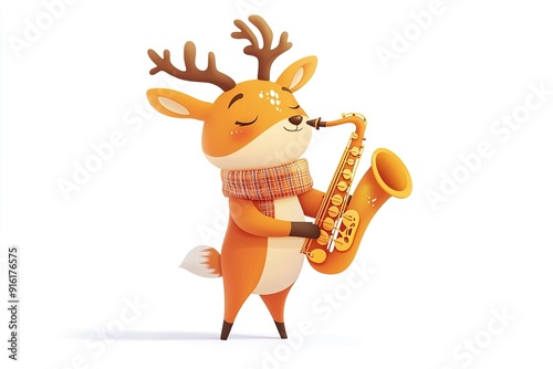 Deer playing saxophone 