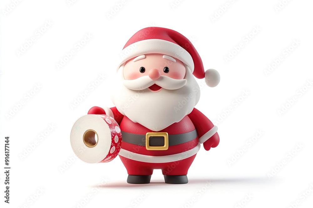 Santa claus with a tape roll Santa claus with a tape roll