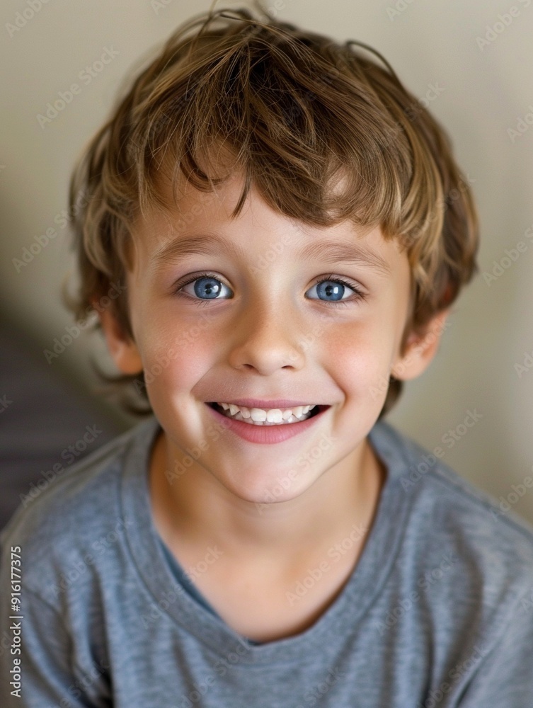 Joyful Child Portrait with Bright Smile and Sparkling Blue Eyes Joyful Child Portrait with Bright Smile and Sparkling Blue Eyes