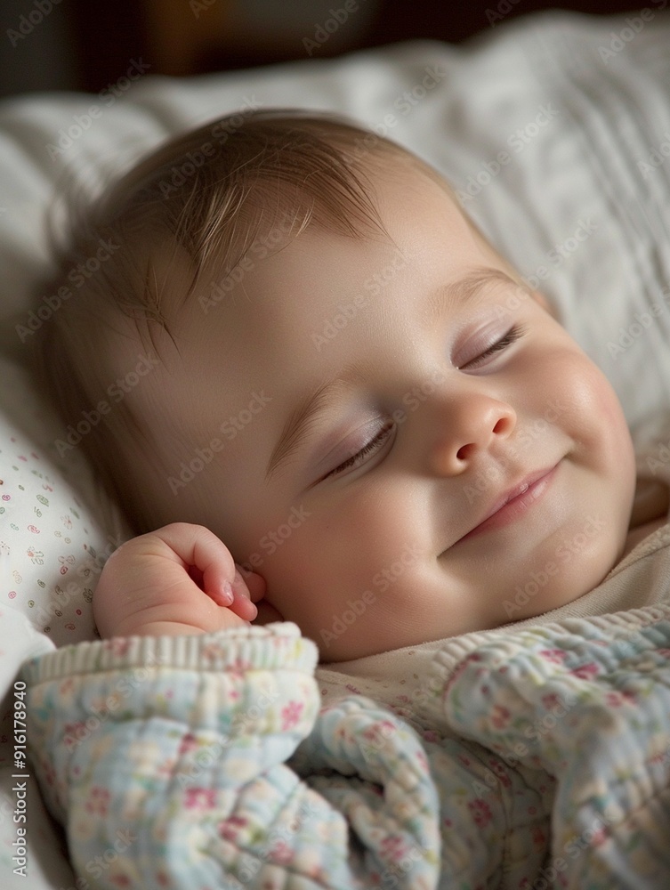 Peaceful Sleeping Baby with a Joyful Smile - Adorable Infant Portrait Peaceful Sleeping Baby with a Joyful Smile - Adorable Infant Portrait