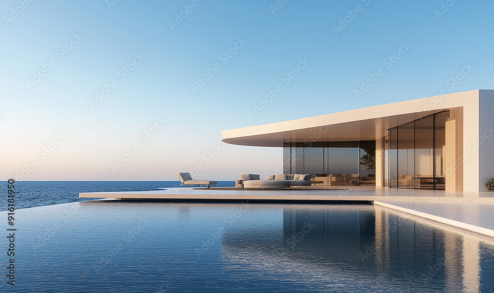 3d rendering, modern beach house with infinity pool and outdoor lounge, light blue sky, overlooking the ocean, blue sea in background, modern architecture, architectural rendering 3d rendering, modern beach house with infinity pool and outdoor lounge, light blue sky, overlooking the ocean, blue sea in background, modern architecture, architectural rendering