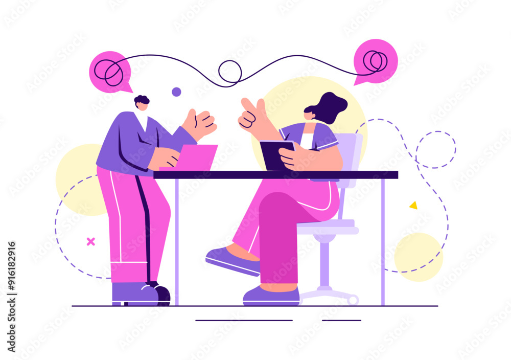 Fototapeta premium Life Coach Vector Illustration for Consultation, Education, Motivation, Mentoring Perspective and Self Coaching in Business Flat Cartoon Background