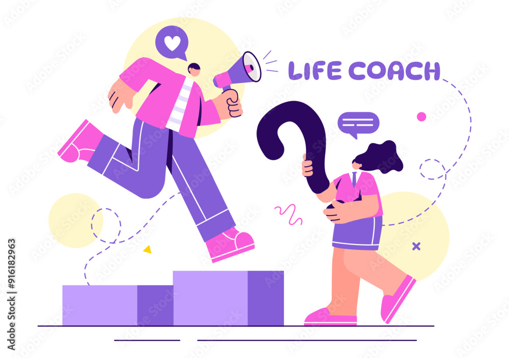 Life Coach Vector Illustration for Consultation, Education, Motivation, Mentoring Perspective and Self Coaching in Business Flat Cartoon Background Life Coach Vector Illustration for Consultation, Education, Motivation, Mentoring Perspective and Self Coaching in Business Flat Cartoon Background