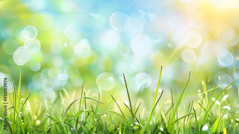 Obraz premium Green Grass with Bokeh Background